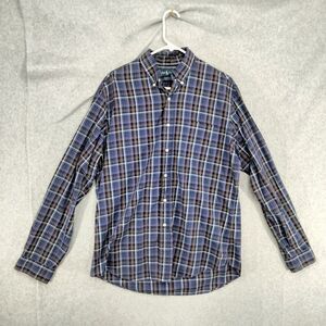 Ralph Lauren Button Down Shirt Mens L Blue Purple Plaid Long Sleeve Custom Fit